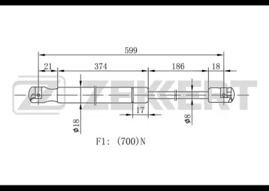 Газовая пружина ZEKKERT GF-2047