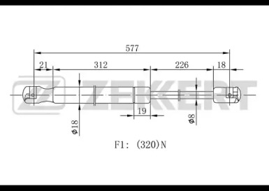 Газовая пружина ZEKKERT GF-2052