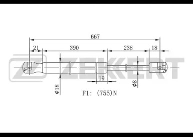 Газовая пружина ZEKKERT GF-2057