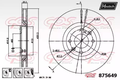 Тормозной диск MAXTECH 875649.6980