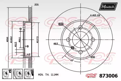 Тормозной диск MAXTECH 873006.6980