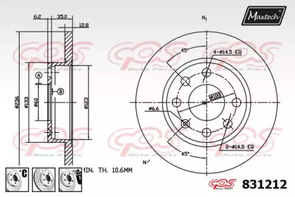 Тормозной диск MAXTECH 831212.6980