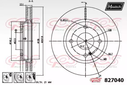 Тормозной диск MAXTECH 827040.6880