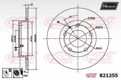 Тормозной диск MAXTECH 821255.6060