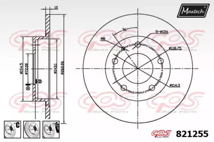 Тормозной диск MAXTECH 821255.6880