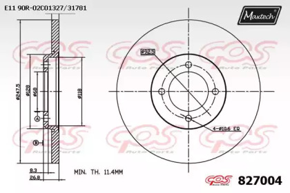 Тормозной диск MAXTECH 827004.0000