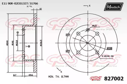 Тормозной диск MAXTECH 827002.0000