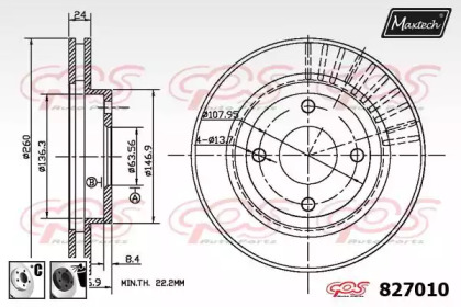 Тормозной диск MAXTECH 827010.6060