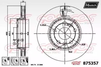 Тормозной диск MAXTECH 875357.6980