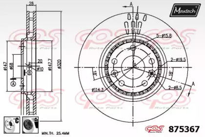 Тормозной диск MAXTECH 875367.6060