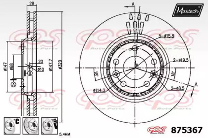 Тормозной диск MAXTECH 875367.6880