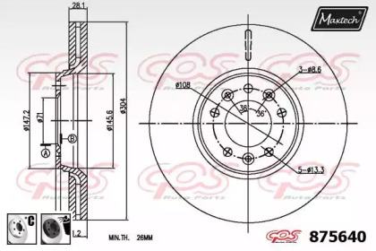 Тормозной диск MAXTECH 875640.6060