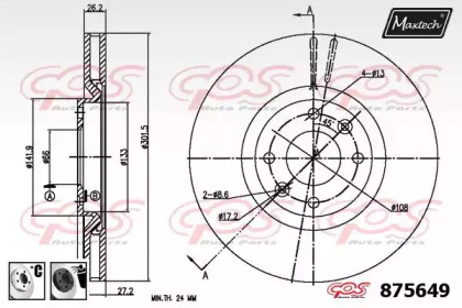 Тормозной диск MAXTECH 875649.6060