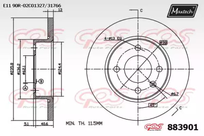 Тормозной диск MAXTECH 883901.0000