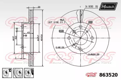 Тормозной диск MAXTECH 863520.6980