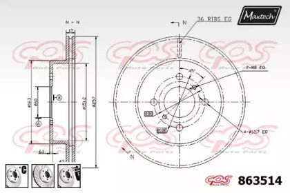 Тормозной диск MAXTECH 863514.6980