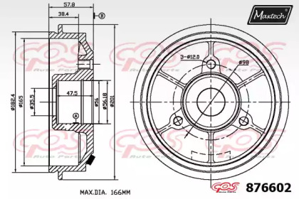 Тормозный барабан MAXTECH 876602.0006