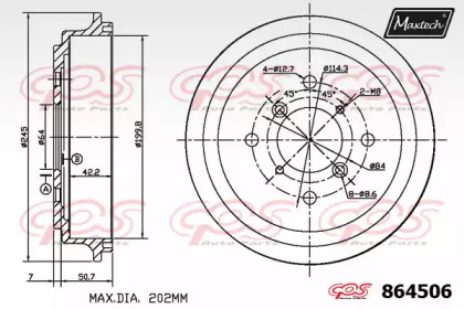 Тормозный барабан MAXTECH 864506.0000