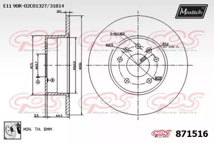 Тормозной диск MAXTECH 871516.0080