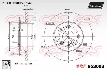 Тормозной диск MAXTECH 863008.0080