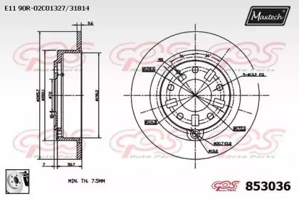 Тормозной диск MAXTECH 853036.0080