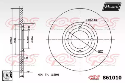 Тормозной диск MAXTECH 861010.0080