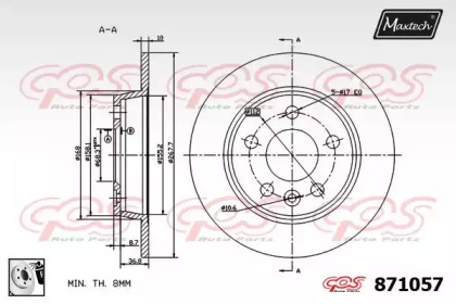 Тормозной диск MAXTECH 871057.0080