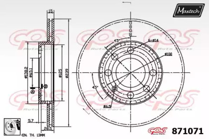 Тормозной диск MAXTECH 871071.0080