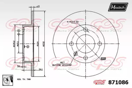 Тормозной диск MAXTECH 871086.0080