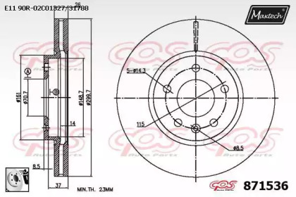 Тормозной диск MAXTECH 871536.0080