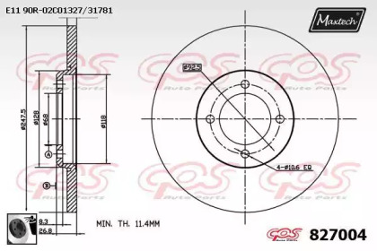 Тормозной диск MAXTECH 827004.0060