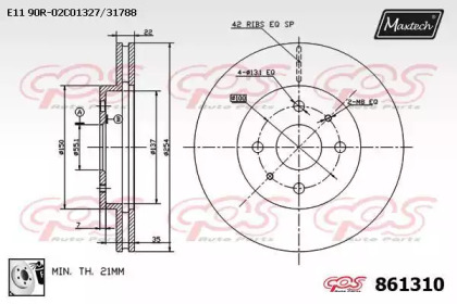 Тормозной диск MAXTECH 861310.0080