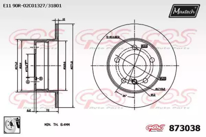 Тормозной диск MAXTECH 873038.0080