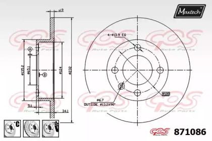 Тормозной диск MAXTECH 871086.6980