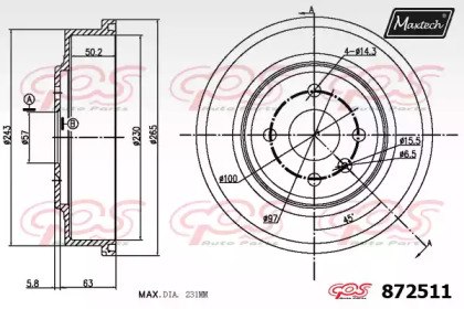 Тормозной барабан MAXTECH 872511.0000