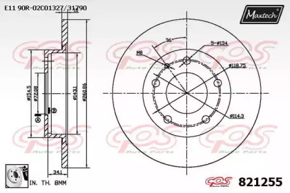 Тормозной диск MAXTECH 821255.0080