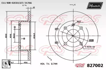 Тормозной диск MAXTECH 827002.0080