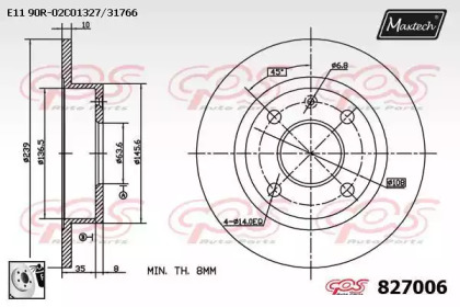 Тормозной диск MAXTECH 827006.0080