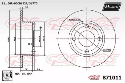 Тормозной диск MAXTECH 871011.0080