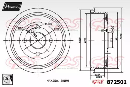 Тормозный барабан MAXTECH 872501.0080