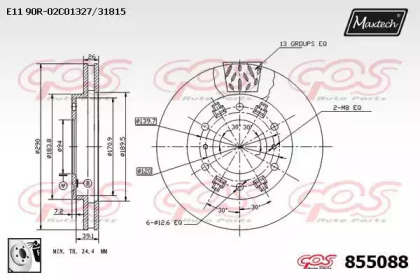 Тормозной диск MAXTECH 855088.0080