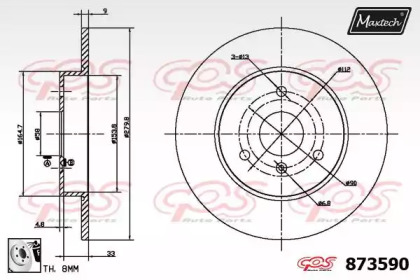 Тормозной диск MAXTECH 873590.0080