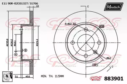 Тормозной диск MAXTECH 883901.0080