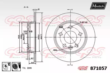 Тормозной диск MAXTECH 871057.6060