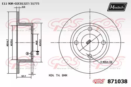 Тормозной диск MAXTECH 871038.0000