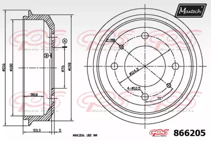 Тормозный барабан MAXTECH 866205.0000