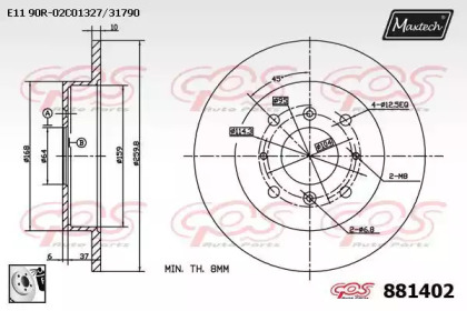 Тормозной диск MAXTECH 881402.0080