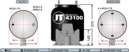 Баллон пневматической рессоры JURATEK JAA43103