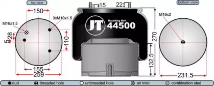 Баллон пневматической рессоры JURATEK JAA44502E