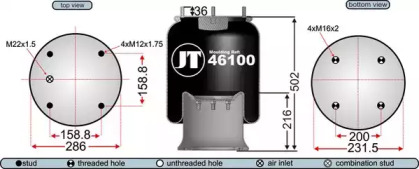 Баллон пневматической рессоры JURATEK JAA46101A